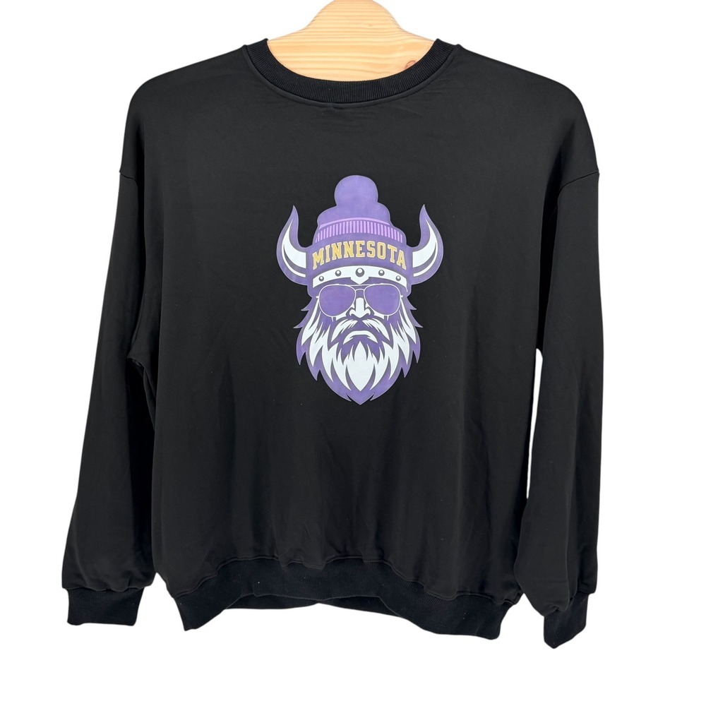 Minnesota Viking Graphic Sweatshirt 3XL Black Crew Neck Long Sleeve